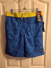 Speedo UPF 50 Swim/Board Shorts Size M 32"x 9" Blue Hydro Square Leg