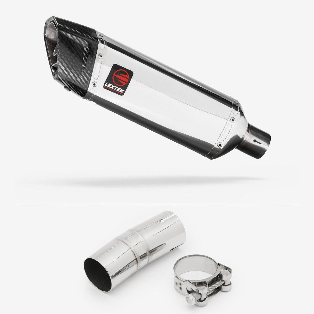 Lextek SP4 Polished Stainless Steel Exhaust 300mm with Link Pipe