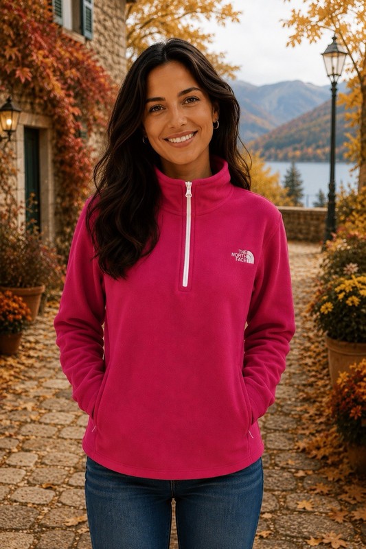 The North Face TNF WOMEN’S 1/4 ZIP FLEECE Pullover Jacket PINK size Medium M EUC