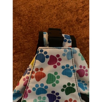 Rainbow Paw Print Sling Backpack White Crossbody Bag with Tech Pouch YT202401