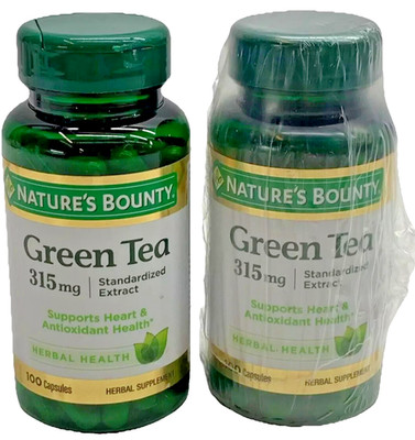 Pack of 2 Nature's Bounty Green Tea Capsules - 315 mg - 100 Count Antioxidant