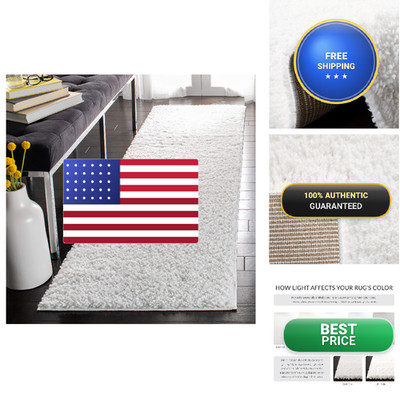 Safavieh August Shag Collection Runner Rug - 23 X 14 White Solid Design