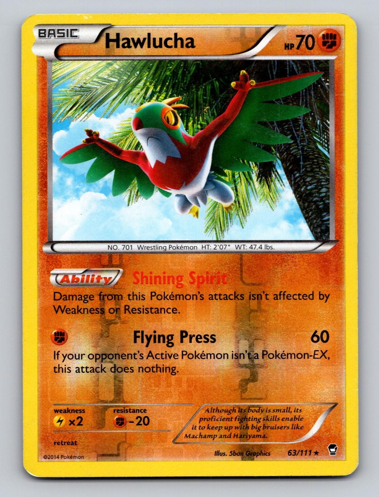 Hawlucha 63/111 Rare Furious Fists Pokemon Reverse Holo MP