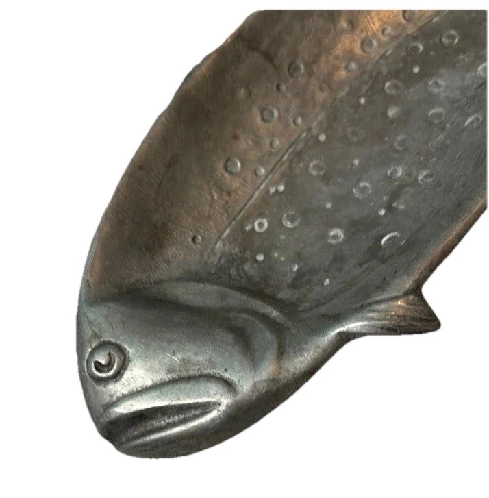 Vintage signed Pewter Fish Nautical Trivet Napkin Rings Table Decor - Image 4 of 4