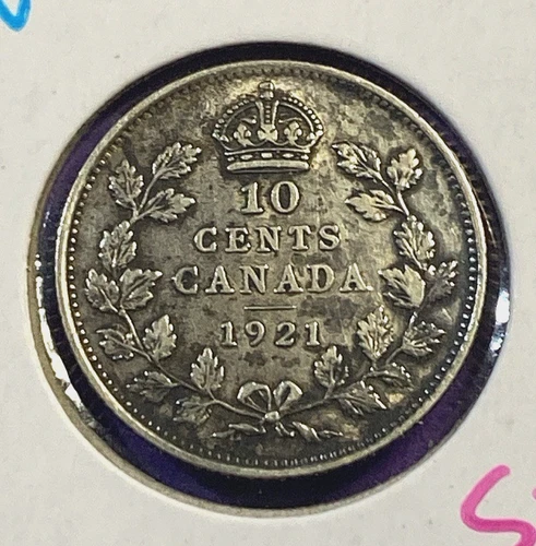 1921 Canada 10 Cent - Silver Ten Cent Coin - VF 20 - George V