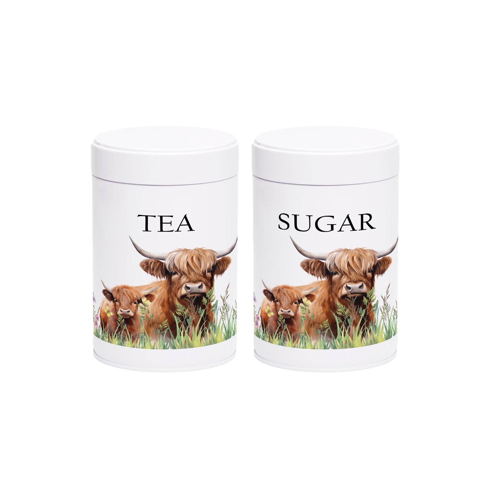 Highland Cow & Calf Tea and Sugar Canister Set - Countryside Gifts