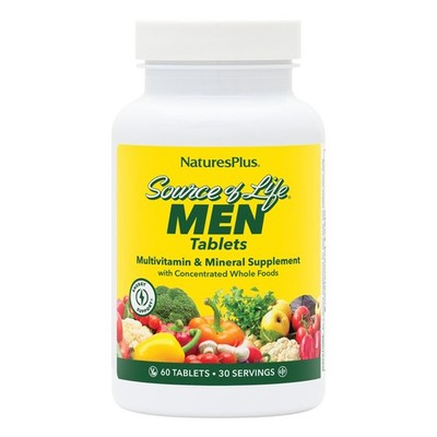 Natures Plus Source of Life Men Multivitamin - 60 Vegetarian Tablets - Whole ...
