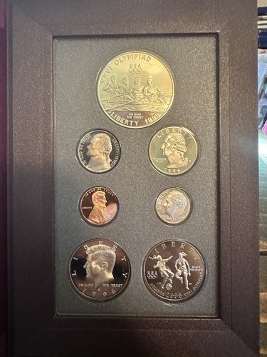 RARE RARE 1996 S Prestige Proof Set 90% Silver Dollar 7 Coins W/COA. OGP - 第 2/20 張圖片