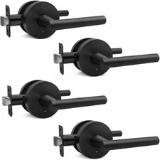 MrArm Interior Privacy Door Handle with Lock, Door Lever - Matte Black - 4 Pack
