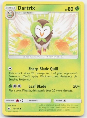 Dartrix 10/149 Uncommon SM Base Set Pokemon Near Mint