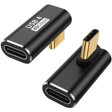 AuviPal 90 Degree USB C Adapter 2 Pack , L Shape Left and Right Black