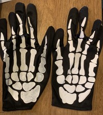 Halloween Costume Skeleton Hand Gloves Unisex Skull Bone Full FingerBlack White