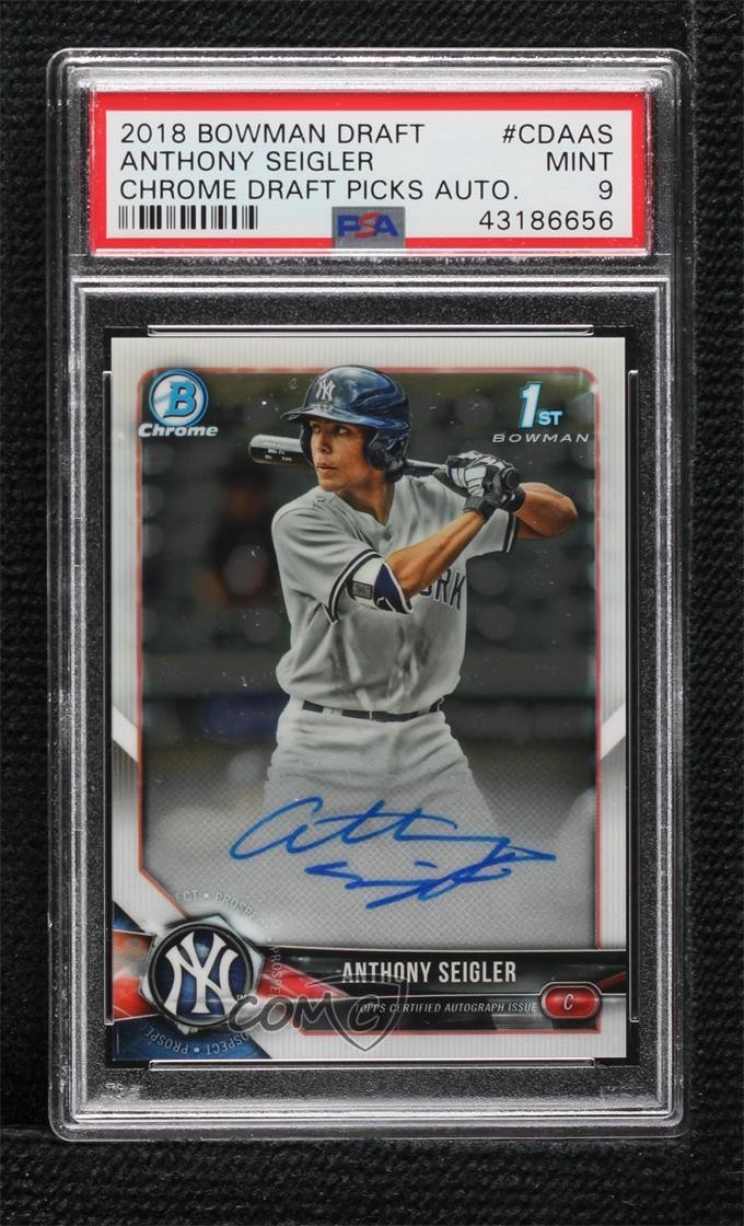 2018 Bowman Draft Chrome Pick Anthony Seigler #CDA-AS PSA 9 MINT Auto 16to