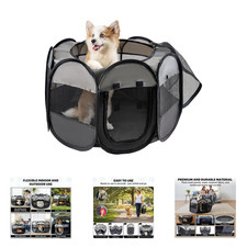 Dog Cat Playpen Mesh Fabric Portable Indoor Outdoor Pet Enclosure Foldable Crate