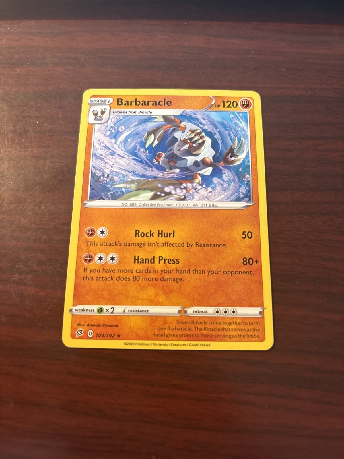 Pokemon Barbaracle 104/192 Swsh02: Rebel Clash Regular