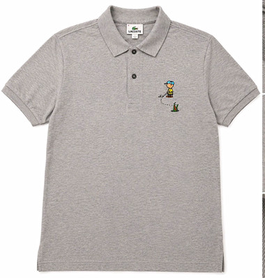 Lacoste Peanuts Charlie Brown 65th Anniversary Men s L Gray Polo Made in Japan