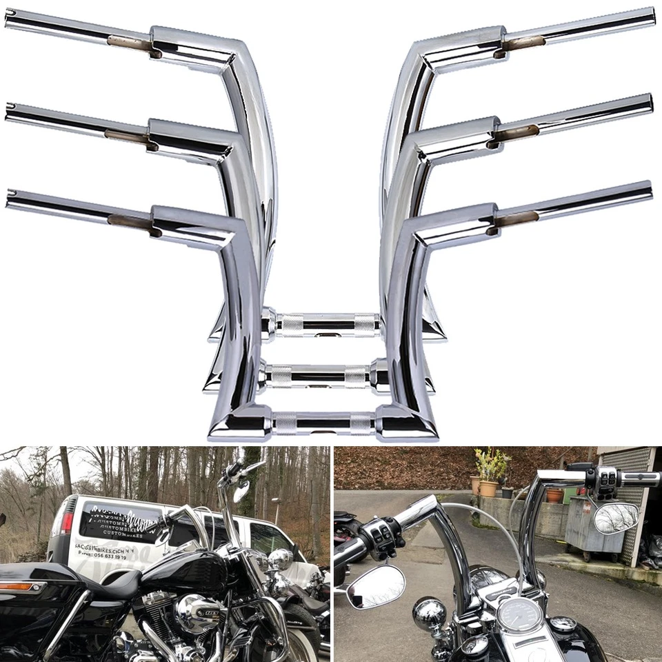 12" 14" 16" Rise APE Hanger Handlebar 2" DNA Monster Fat Bars For Harley Touring - Image 3 of 4
