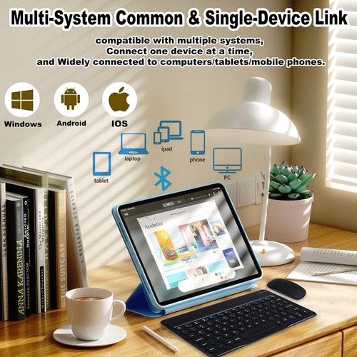 Wireless Bluetooth keyboard Compact Rechargeable Keyboard iOS iPad Android PC - Picture 4 of 6