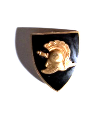 Antique Victorian Gilt Black Enameled Heraldic Shield Pin Brooch Lot