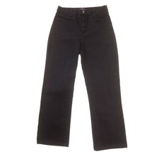 NYDJ Straight Jeans Womens 10 Mid Rise Black Denim Made in USA Sequins