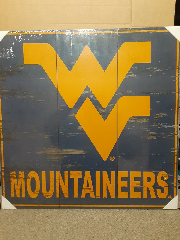 WV MOUNTAINEERS WOOD WALL SIGN 2FT.X 2FT.