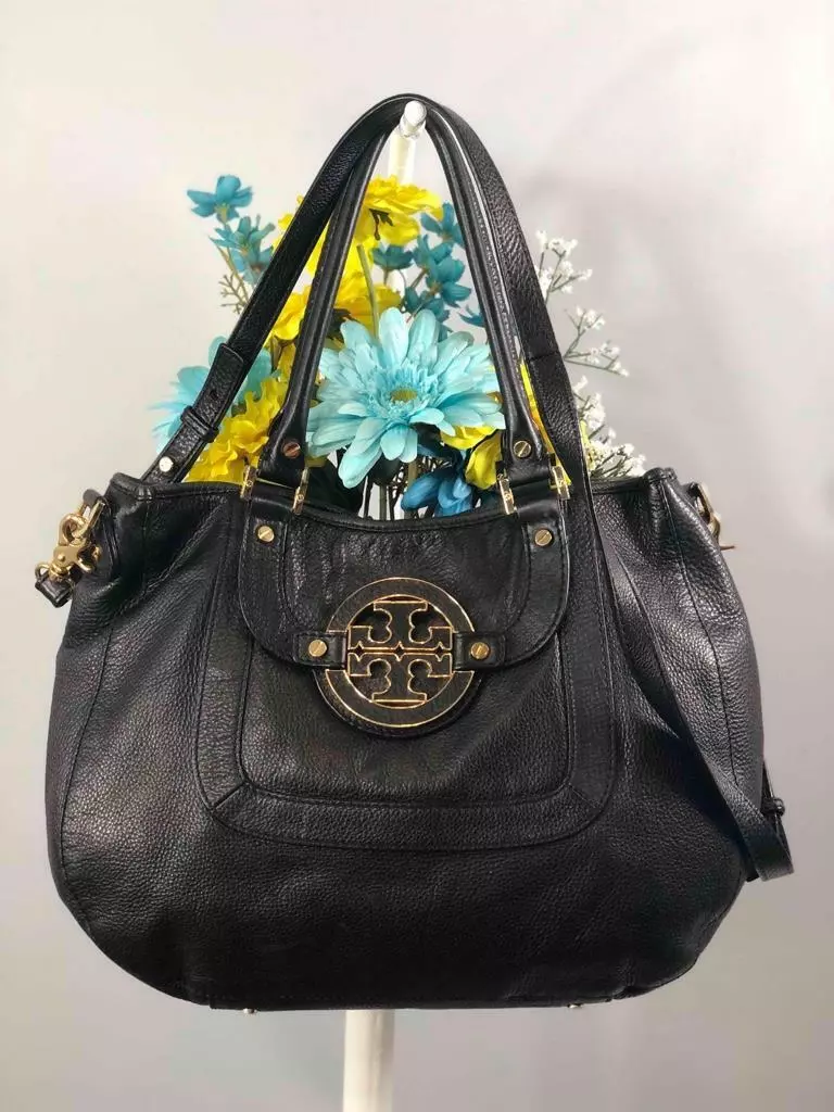 TORY BURCH Amanda Black Leather Shoulder Bag