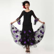 Latin salsa tango rumba Cha cha Ballroom Dance Dress Top  Skirt N026 4 Colors
