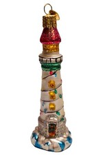 Old World Christmas Holiday Lighthouse Sea Nautical Ocean Glitter Glass Ornament