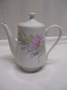 Vintage Cafetera Tetera Jamestown China Blanco Rosa Pastel Flores Amarillas  8.5\