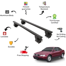 Bare Roof Rack Cross Bars Set for AUDI A4 B5/8D 4 Door 94-00 Black