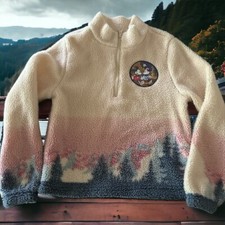 Disney Mickey  Minnie Mouse Girls Fleece Pullover 1/2 Zip Youth Size Med Pink