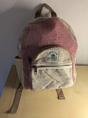 Hanf-Rucksack ''Himalayan'', Hemp THC free, Made in Nepal, 30 x 25 cm