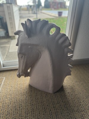 Horse Head Statue White Plaster Made In Mexico