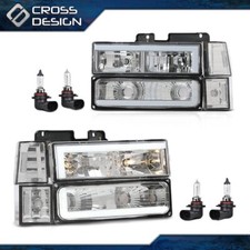 Pair Led Headlights Corner Bumper Lamps Fit For 1994-1998 Gmc Ck C10 Sierra