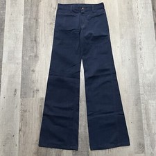 VTG Cheap Jeans 70s Blue Flared Hippie Low Rise Suede Style Bell Bottom Pants 28