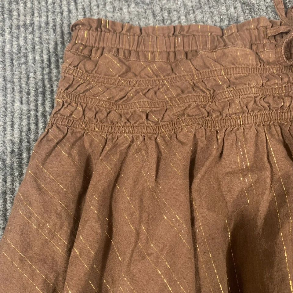 VTG Gap Skirt Girls XL Brown Tie Up Flare Lightweight Short Lined Y2k Metallic Foto 4 de 4