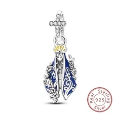 MULA 925 Sterling Silver DIY Charm CZ Blue Holy Mother Guard For Women Bracelet