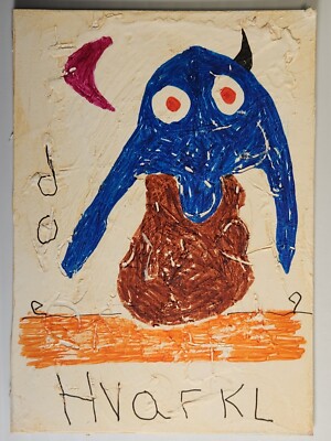 e9Art ACEO child-like creature outsider art brut naive