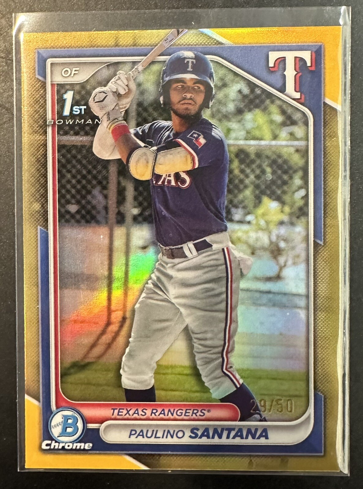 2024 Bowman Chrome Paulino Santana Gold Refractor Rookie RC #/50 Rangers #BCP245