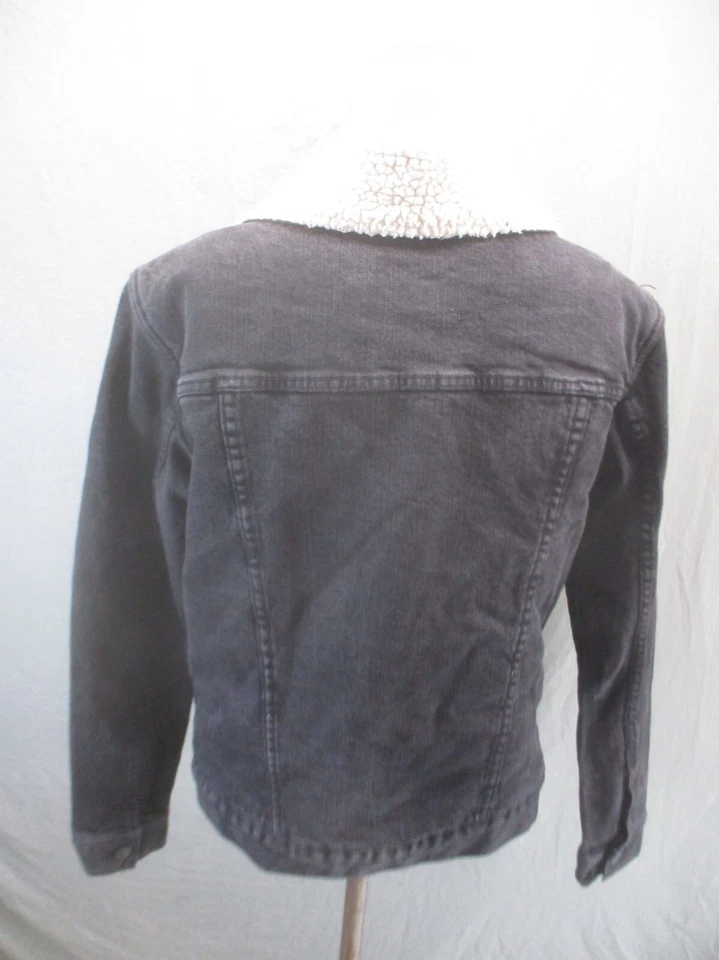 PACSUN Size M Womens Black Pocket Button Up Sherpa Lined Denim Tucker Jacket 214 - Image 4 of 4