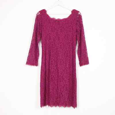 open lace back dress VINTAGE 1980s DESIGNER DIANE VON FURSTENBERG PINK PEIGNOIR ADORNED WIT   Vintage Clothing & Fashions