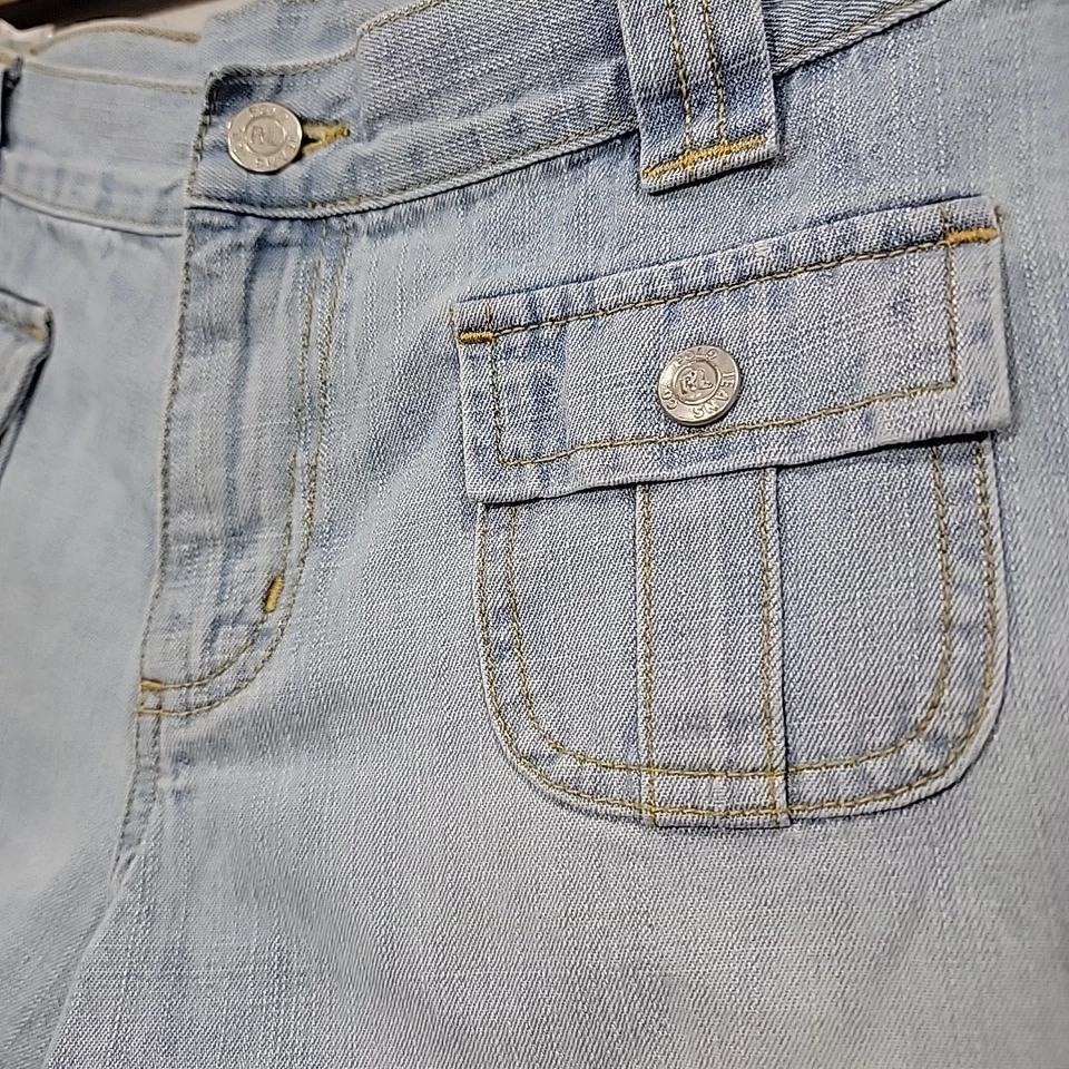 Pantalones cortos de mezclilla vintage Polo Ralph Lauren Saturday azul lavado claro para mujer talla 6 Foto 4 de 4