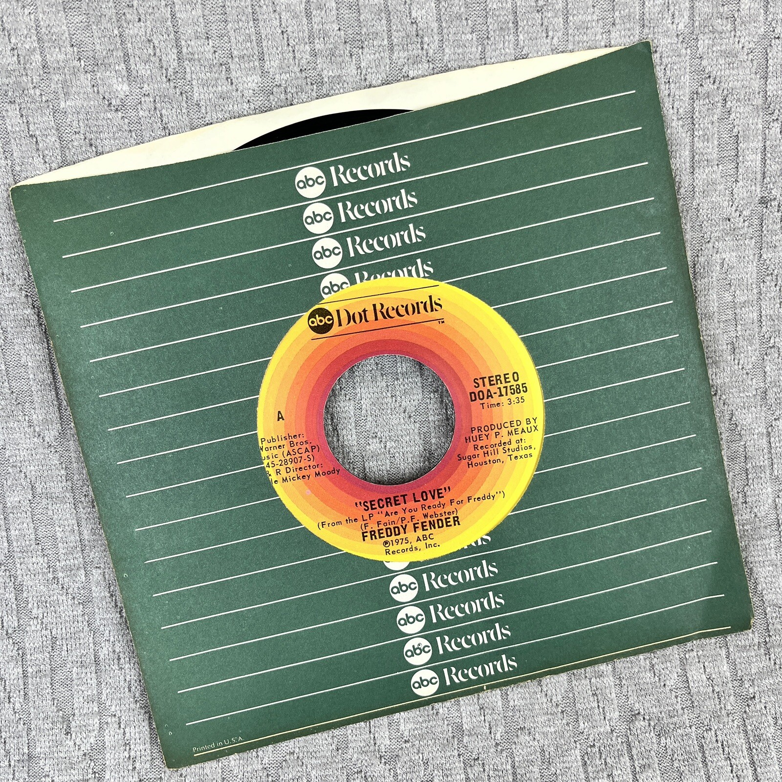 Vintage 45 RPM record Freddy Fender 1975 ABC records