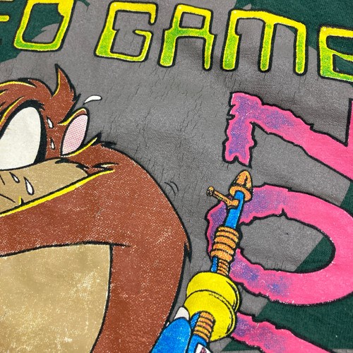 Vintage Tasmanian Devil Shirt Mens L Green Hoodie 1993 Video Game Zombie 90s USA - 第 5/11 張圖片