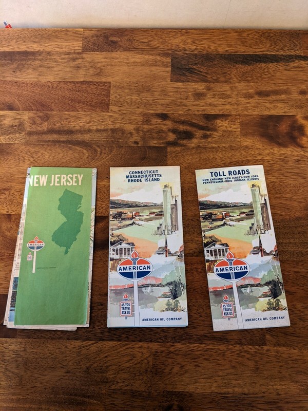 Vintage NJ,RI,MA,CT Road Maps American Oil Company/Vintage toll roads Map Amoco
