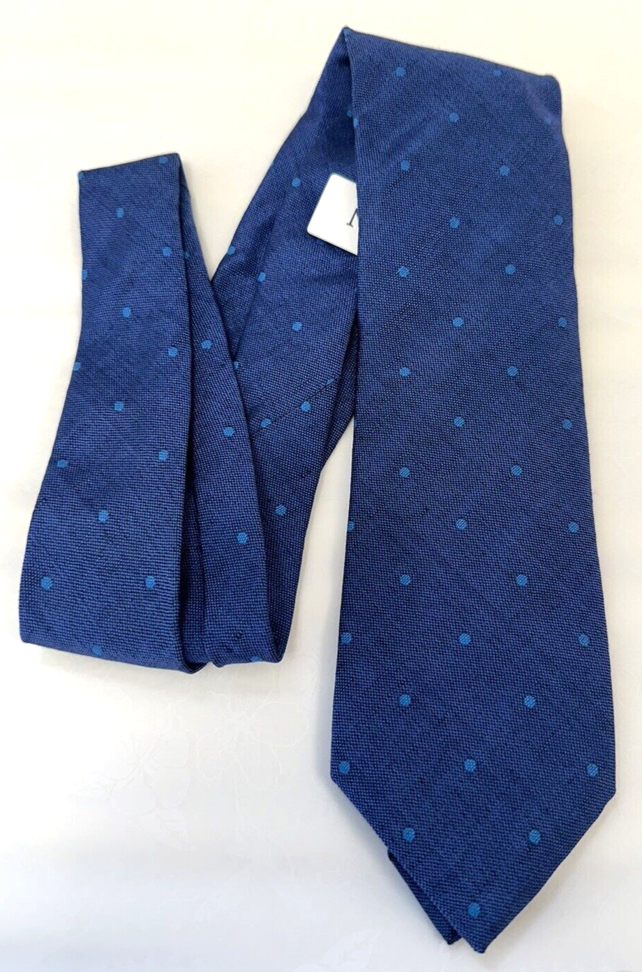 NEW! Eton blue linen/silk-blend tie with lighter blue spot pattern
