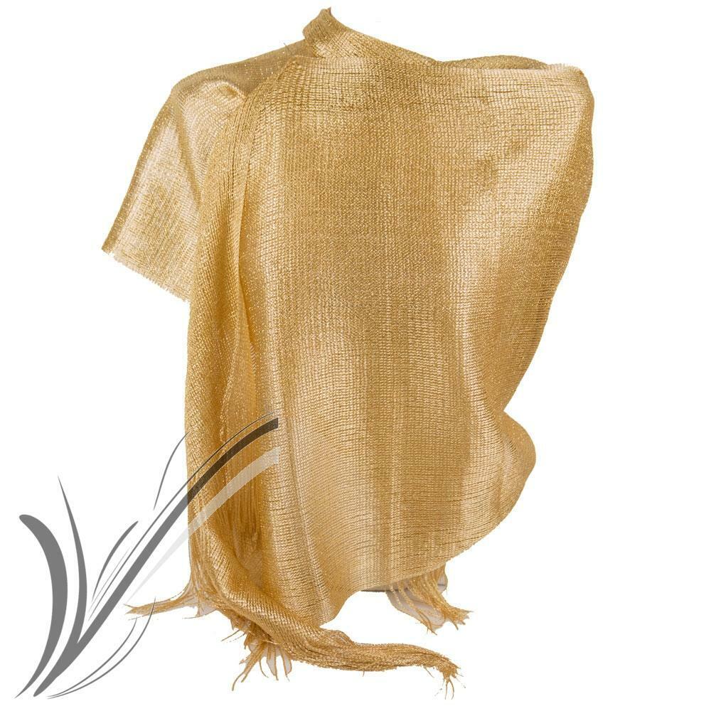 Stola oro elegante cerimonia lurex donna ragazza coprispalle rete foulard estivo