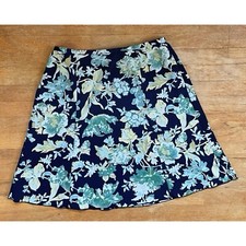 Vintage Floral Print Skirt Size XL 14 32-33" Waist 1990s A-Line Blue/Green