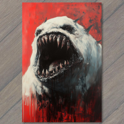 POSTCARD Creepy Monster Wide Smile Blood Streaked Terror Gothic Nightmare Dark