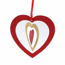 Quasimoon 6" Cut-Out Hearts Glitter Red and Gold Paper Hanging Decoration by ...
